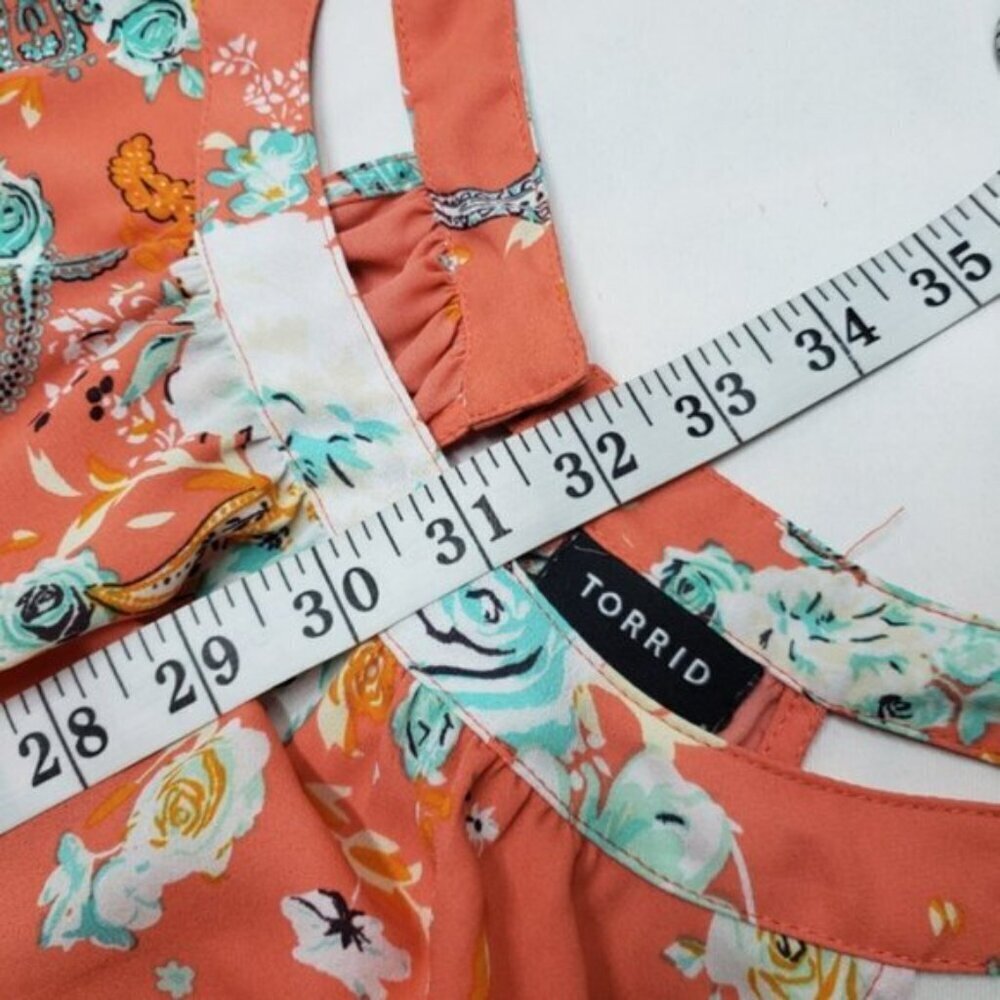 Torrid Floral Print High Neck Georgette Sleeveless Tank Top Size 1X Hi Low Hem - Picture 13 of 14